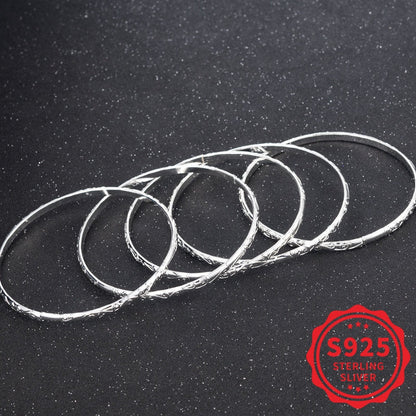 Lot de 5 bracelets géométriques en argent sterling 925 pour femme – Bijoux minimalistes empilables hypoallergéniques, cadeau idéal pour la fête des mères et le quotidien