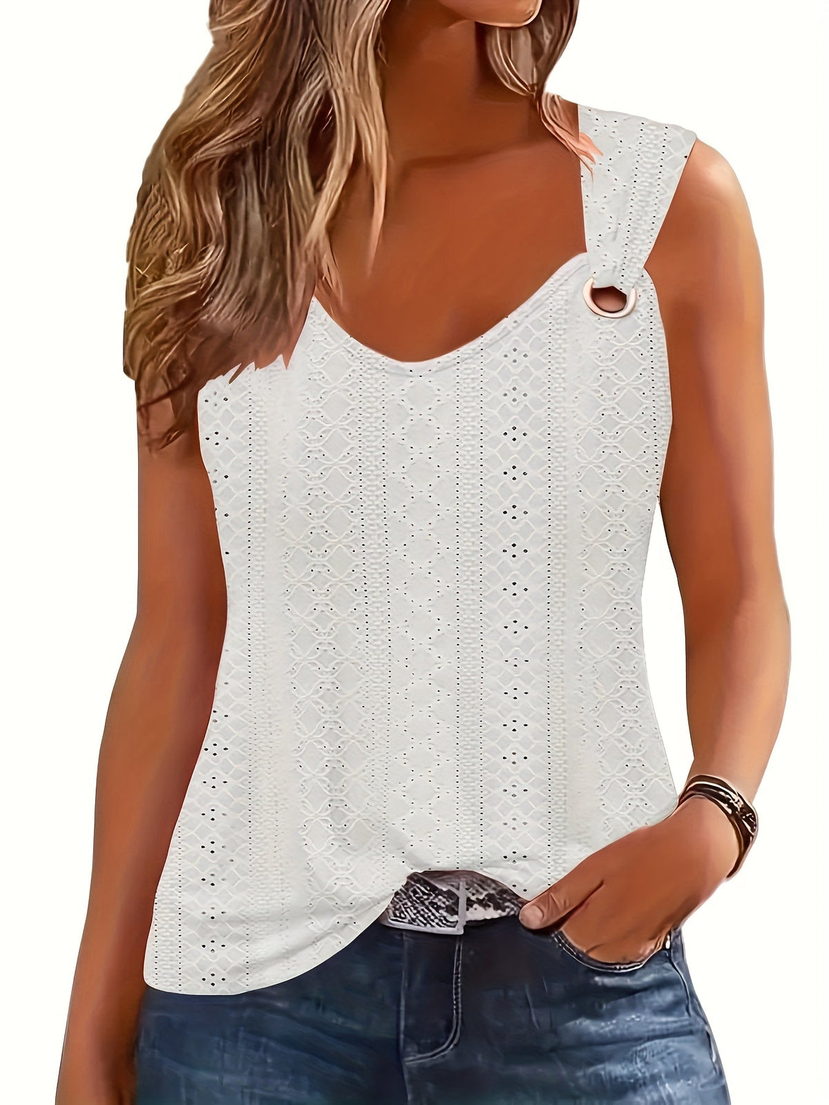 Débardeur sans manches à col en V pour femme – Haut d'été décontracté, ample et confortable, t-shirt léger tendance pour femme, 5 couleurs, tailles S-XL, tenue décontractée au quotidien