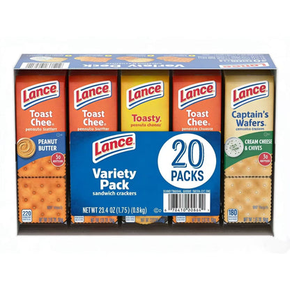 Assortiment de crackers sandwichs Lance, beurre de cacahuète et fromage, saveurs classiques, paquet de 20 ou 40 snacks