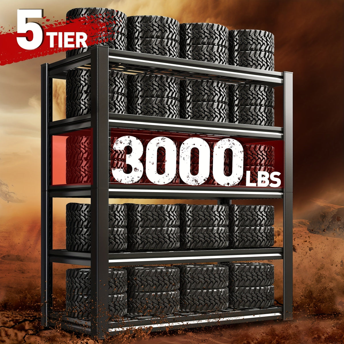 Étagère de rangement robuste en métal 72 pouces, 5 niveaux réglables, capacité de 3000 lb, en acier au carbone pour garage, sous-sol, entrepôt, garde-manger et bureau