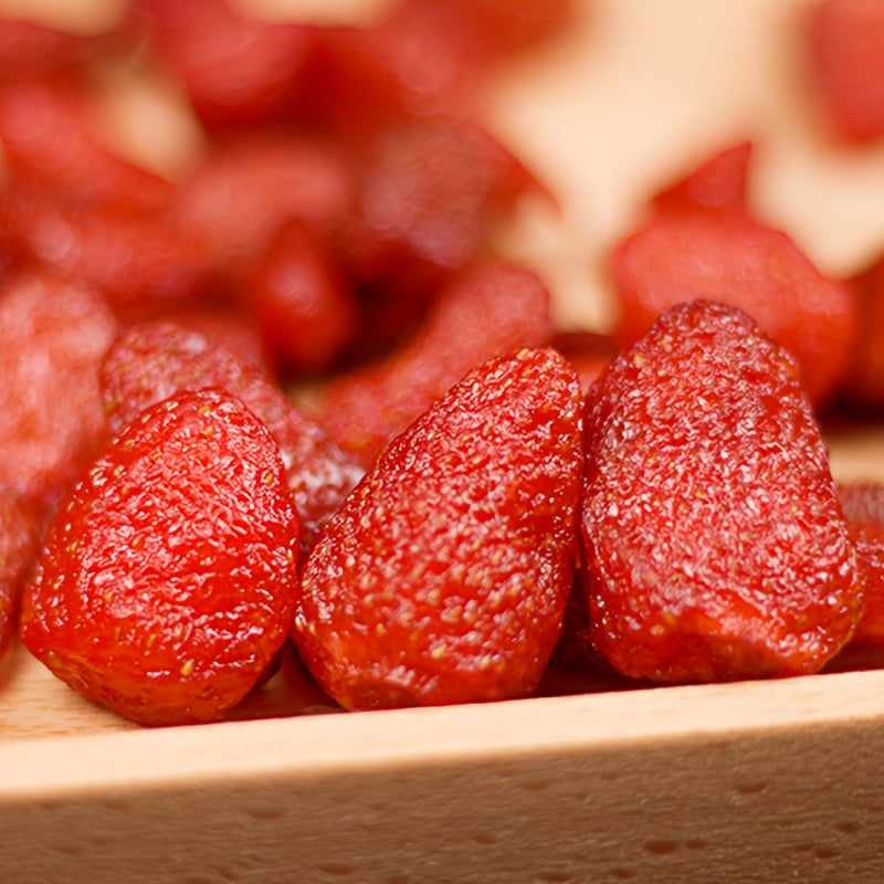 Fraises séchées en collation, lot de 3 sachets, faible teneur en sucre, fruit naturel sans gluten, pour fêtes de bureau et vacances