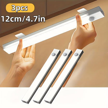 Lampe de placard LED à détecteur de mouvement rechargeable par USB – Éclairage intelligent sans fil sous meuble, intensité réglable 3 niveaux, veilleuse pour cuisine, chambre, placard, escaliers, couloir – Lot de 6 ou 3