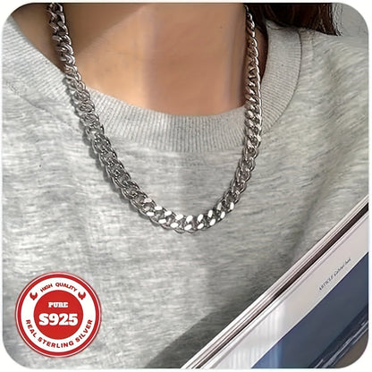 Collier chaîne cubaine pour homme en argent sterling 925 – 6 mm et 10 mm de large, 18 à 24 pouces, chaîne à maillons épais faite à la main, bijou durable pour le quotidien et les occasions spéciales