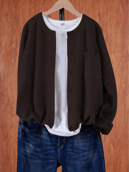 Women's Button-Front Pocket Cardigan Sweater – Casual Cozy Knit Open Layer for Autumn & Winter in 13 Colors