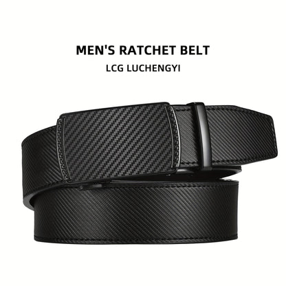 Ceinture habillée à cliquet pour homme en cuir avec boucle automatique – Boucle en alliage de zinc, taille ajustable de 71 cm à 117 cm , 8 styles, ceinture de ville, cadeau idéal pour mari, fête des pères et Noël
