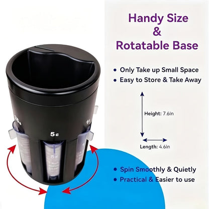 5-in-1 Coin Counter and Sorter with Rotatable Base US Coins Change Organizer Sorts Pennies Nickels Dimes Quarters for Home Office Bank Piggy Bank