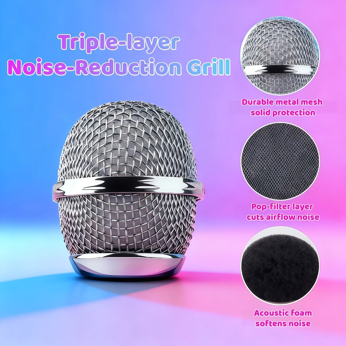 Microphone karaoké sans fil 5-en-1 avec haut-parleur intégré, lumières LED et changeur de voix – Micro de chant Bluetooth portable pour fêtes, réunions de famille, voyages et activités en plein air, 10 couleurs