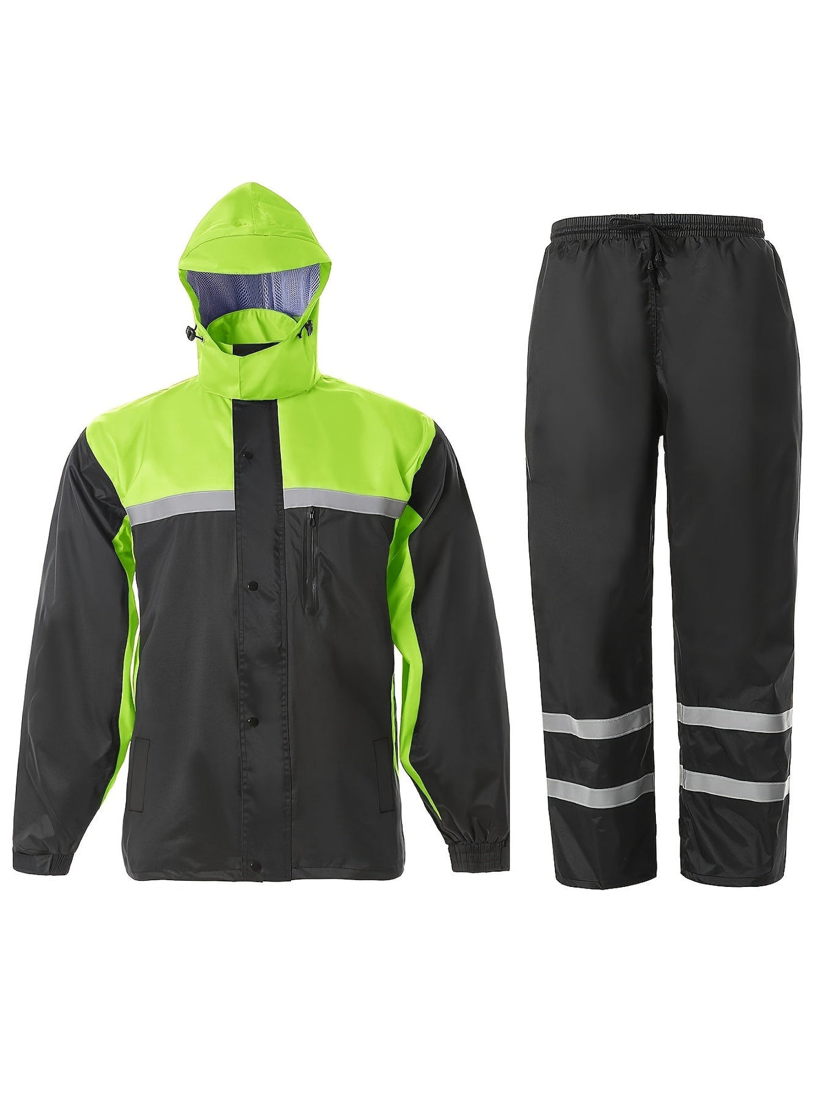 Ensemble de pluie réfléchissant haute visibilité pour hommes – Veste et pantalon imperméables pour le travail, la pêche, l'agriculture, la moto, les sports de plein air – Vêtements de pluie de sécurité haute visibilité pour hommes, tailles S-XXL
