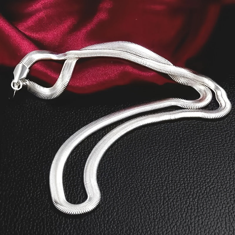 Collier chaîne serpent plat en argent sterling 925 – Bijou unisexe minimaliste et élégant, chaîne serpentine lisse de 51 cm, cadeau idéal pour mariages, fêtes, Noël et occasions spéciales