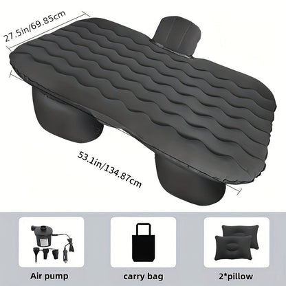 Matelas gonflable pour banquette arrière de voiture, SUV, camion et monospace – Lit pneumatique portable avec 2 oreillers pour camping, voyages sur route et plein air, bleu foncé
