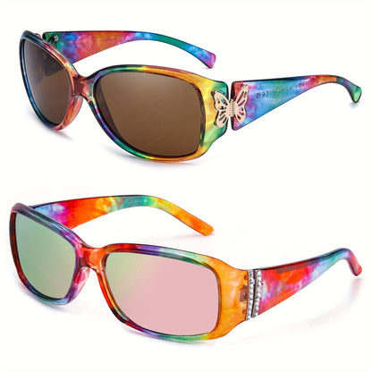 Lot de 2 lunettes de soleil polarisées pour femmes UV400 – Style papillon et cœur enveloppant Jackie-O, lunettes de mode tendance pour la conduite, la plage et l'extérieur, plusieurs couleurs disponibles