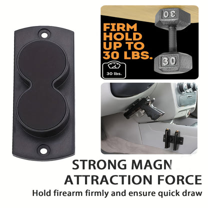 Support magnétique pour pistolet – Fixation pour arme de 13,6 kg avec revêtement en caoutchouc pour voiture, camion, maison, mur, table, accès rapide, ne raye pas l'arme, ruban adhésif double face robuste inclus