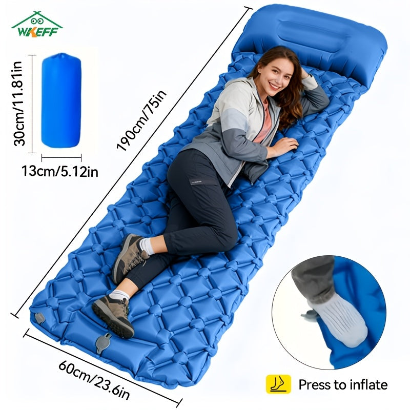Matelas de camping gonflable - Matelas ultraléger avec oreiller et pompe à pied intégrée, tapis compact et portable pour la randonnée, le trekking, les voyages en voiture, la plage et le camping sous tente, couleurs variées