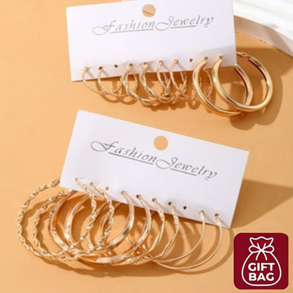 Lot de 16 boucles d'oreilles minimalistes en métal torsadé pour femme – Coffret cadeau hypoallergénique composé de clous et de créoles dorés pour le quotidien, les fêtes et les occasions spéciales