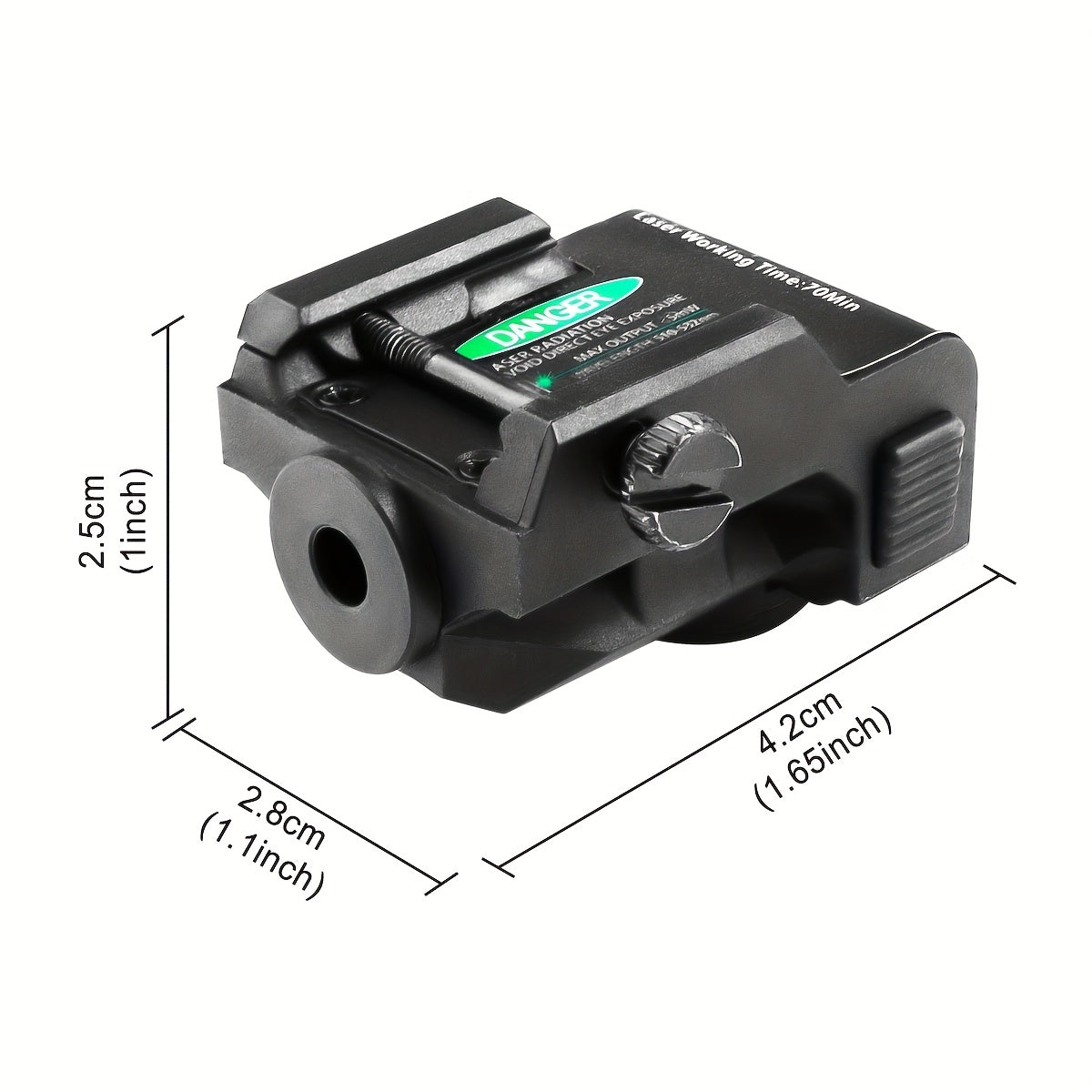 Viseur laser vert ultra-compact pour armes de poing et pistolets – Recharge USB magnétique, rail Picatinny 20 mm, interrupteur marche/arrêt ambidextre, nylon PA66, portée visible de 150 à 300 m – 7 variantes de couleurs et de charge