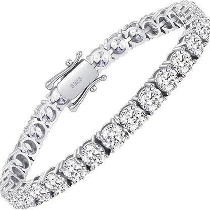 Bracelet de tennis en argent 925 plaqué avec diamants de laboratoire taille ronde, bijou élégant cadeau pour femmes et hommes, tailles de 6,5 à 8,5 pouces, bracelet style diamant blanc