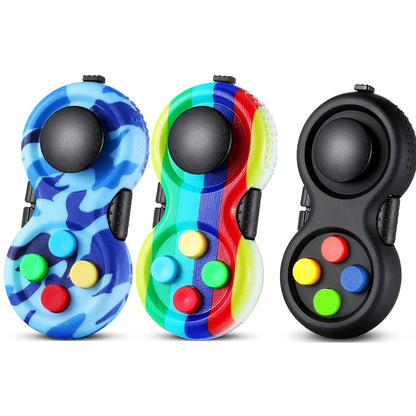 Lot de 3 manettes anti-stress - Manette rétro avec 8 fonctions de manipulation, jouet anti-stress et anti-anxiété pour enfants, adolescents et adultes, outil sensoriel TDAH, activité sans écran, choix de couleurs multiples