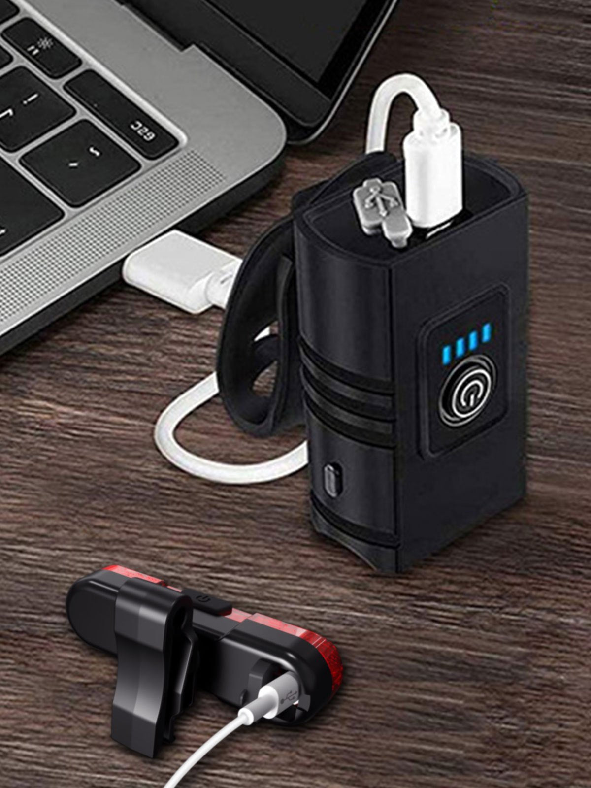 Ensemble de lumières de vélo LED rechargeables USB-C 1500 lumens – Feux avant et arrière pour vélo, 6+4 modes, étanches, indicateur de charge, charge rapide, éclairage de sécurité nocturne pour vélo de route et VTT