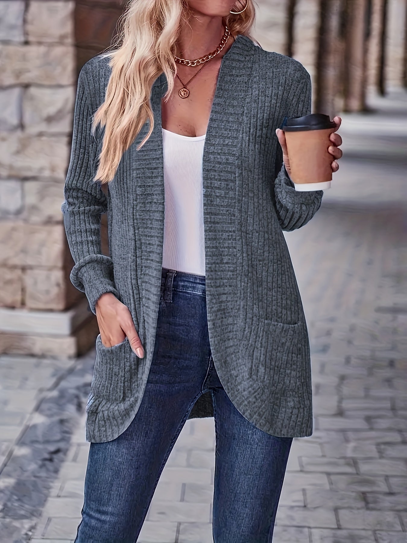 Women's Loose Casual Long Sleeve Blouse Solid Color Pocket Splicing Relaxed Fit Top 10 Colors S-XXL Spring Fall Everyday Wear