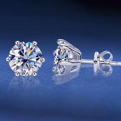 Boucles d'oreilles puces en argent sterling S925 et moissanite pour femme – Style vintage élégant, 0,5 ct, 1 ct, 2 ct, 3 ct, doré et argenté, bijou pour le quotidien ou pour offrir en cadeau