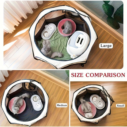 Enclos pliable octogonal pour animaux, niche toutes saisons et lit pour chat – Cage pour chiens et chats en tissu Oxford résistant aux rayures, parc portable pliable pour intérieur, extérieur, camping et voyage
