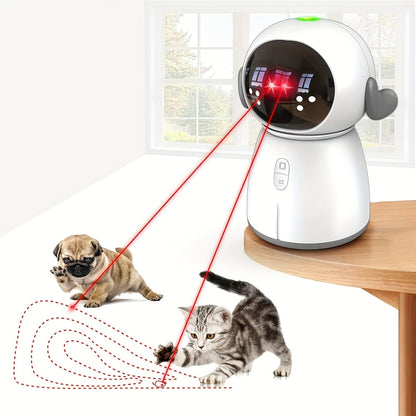 Jouet laser double rechargeable pour chat et chien – Jouet interactif à détection de mouvement automatique avec 3 modes de vitesse, capteur de 4 mètres, tête réglable pour chats, chatons et chiens d'intérieur