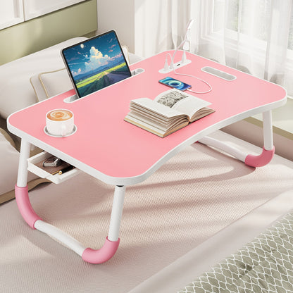 Plateau de lit pour ordinateur portable et repas – Grand plateau de petit-déjeuner avec porte-gobelet et tiroir pour canapé, sol, étude, lecture et écriture, table d'appoint portable