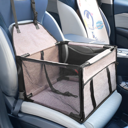 Panier de sécurité pour siège auto pour chiens petits et moyens - Siège rehausseur pour animaux de compagnie de haute qualité avec coussin doux, panier sécurisé pour chien en voiture, 7 couleurs : marron, gris, gris, cramoisi, bleu marine, bleu, rayé