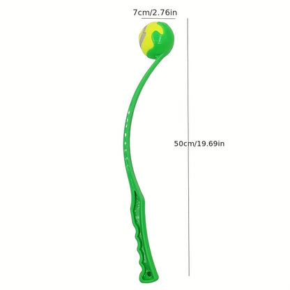 Lanceur de balle pour chien avec balle de tennis - Bâton de lancer mains libres pour l'exercice et le dressage en extérieur, lanceur sans se baisser pour chiens de petite, moyenne et grande taille, jouet durable pour animaux de compagnie