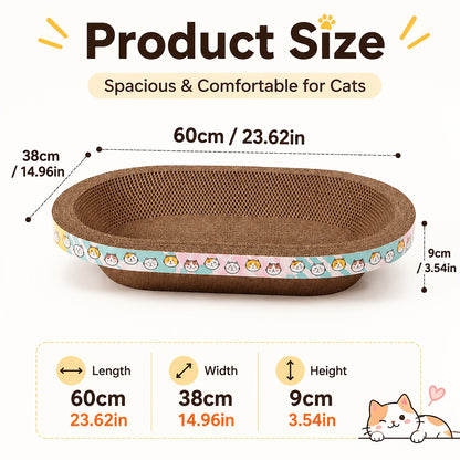 Grand griffoir ovale pour chat avec espace de repos spacieux - Tapis durable pour griffer, faire la sieste et jouer, adapté aux chats de toutes tailles et aux foyers multi-chats, satisfait l'instinct naturel de griffade, usage quotidien, rose