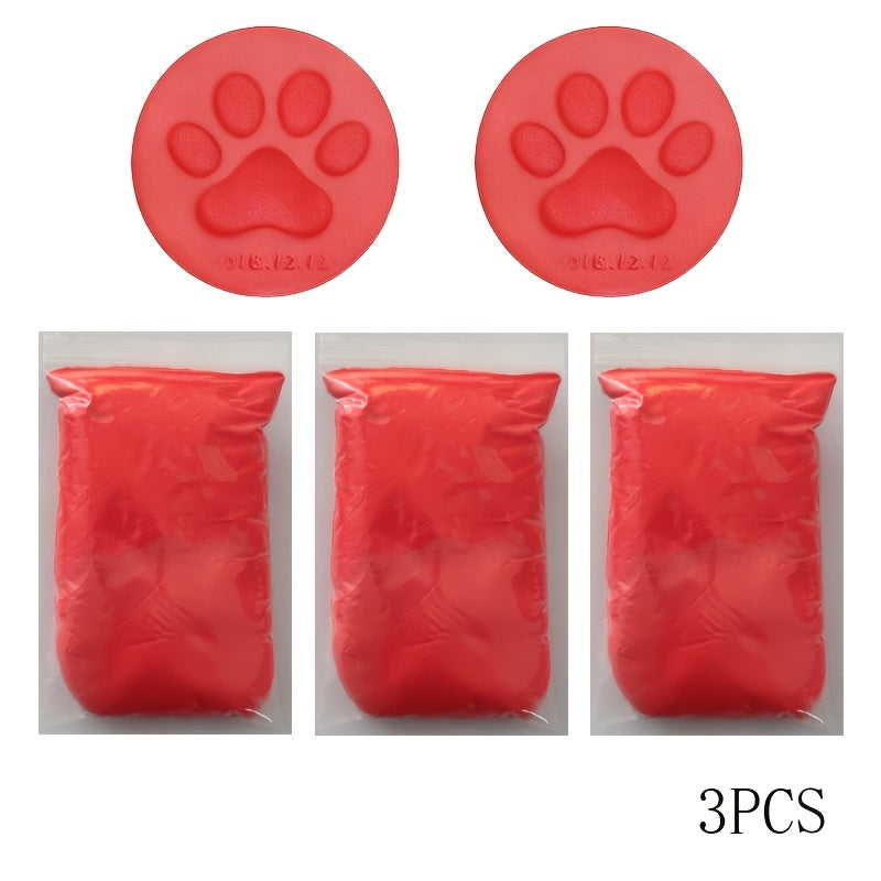 Kit de souvenir avec empreinte de patte d'animal, lot de 3 - Argile souple pour empreintes de pattes de chien et chat, cadeau commémoratif pour perte d'animal, 66g par sachet