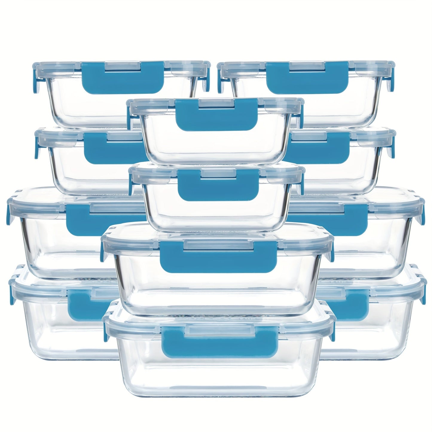 Borosilicate Glass Food Storage Containers 24-Pack (12 Bowls + 12 Airtight Lids) – Meal Prep Glass Bowls, Microwave & Dishwasher & Freezer Safe, BPA Free, Multi-Color Lids for Kitchen & Lunch