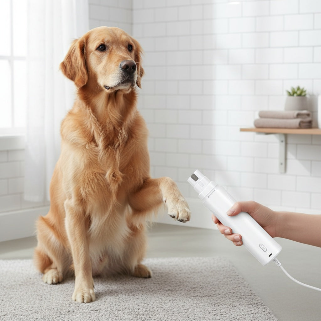 Lime à ongles électrique pour chiens et chats – Ponceuse à griffes silencieuse rechargeable par USB avec 2 vitesses et 3 tailles d'ouverture, outil de soin sécurisé à faible niveau sonore