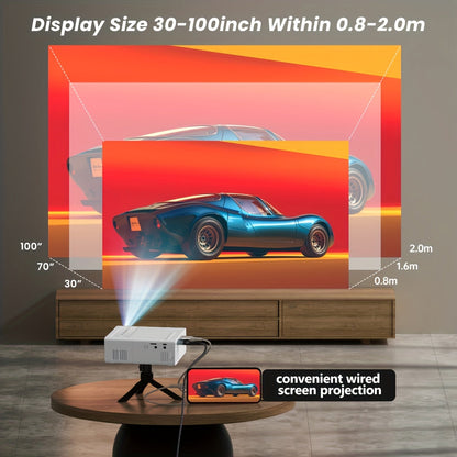 Mini projecteur portable, résolution native 1080P, compatible 4K – Projecteur de cinéma maison avec connexion USB et télécommande, vidéoprojecteur compact pour le bureau, le camping en plein air et les films dans le jardin