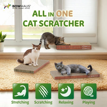 CAPHAUS Griffoir et transat réversible pour chat – Grand tapis à griffer en carton haute densité à 5 couches, 43 x 21,6 cm, protège les meubles, convient aux foyers avec plusieurs chats et aux races de grande taille