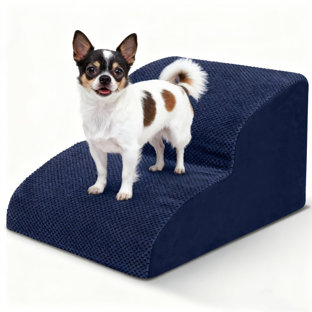 NIUBYA Escaliers pour chiens extra larges pour petits chiens – Marches pour animaux en mousse haute densité, fond antidérapant, rampe rembourrée douce pour lits hauts, canapés et divans, idéal pour les chiens âgés ou blessés, polypropylène, compact