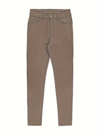 Jean skinny stretch taille haute pour femme, détail bouton en métal, style urbain, pantalon en jean coupe ajustée, 10 couleurs, S-XXL