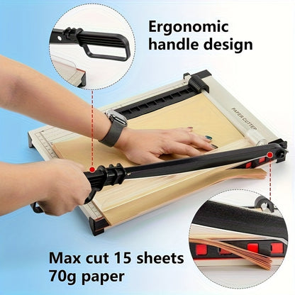 Massicot robuste de 12 pouces avec protection de sécurité, arrondisseur d'angles, grille de précision pour photos, papier cartonné, scrapbooking, documents de bureau et travaux manuels