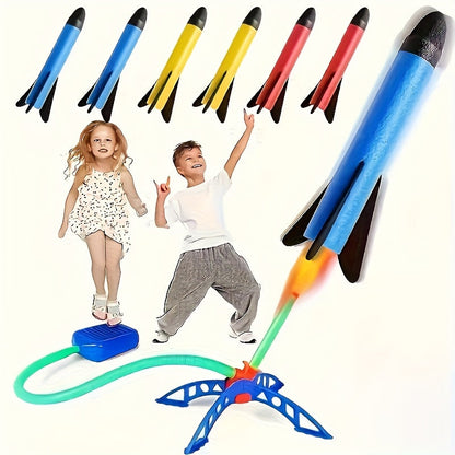 Foam Rocket Launch Toy for Kids – Foot-Powered Air Dynamics Flying Rocket Launcher, Fun Outdoor & Indoor Activity Toy, No Batteries Needed, Birthday Christmas Gift Boys & Girls (Random Color)