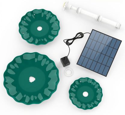 Fontaine à oiseaux solaire à 3 niveaux 3,5 W – Pompe de fontaine solaire pour décoration de jardin ou cour extérieure, sans câblage, vert foncé, bleu clair ou fontaine seule, options à un ou trois niveaux