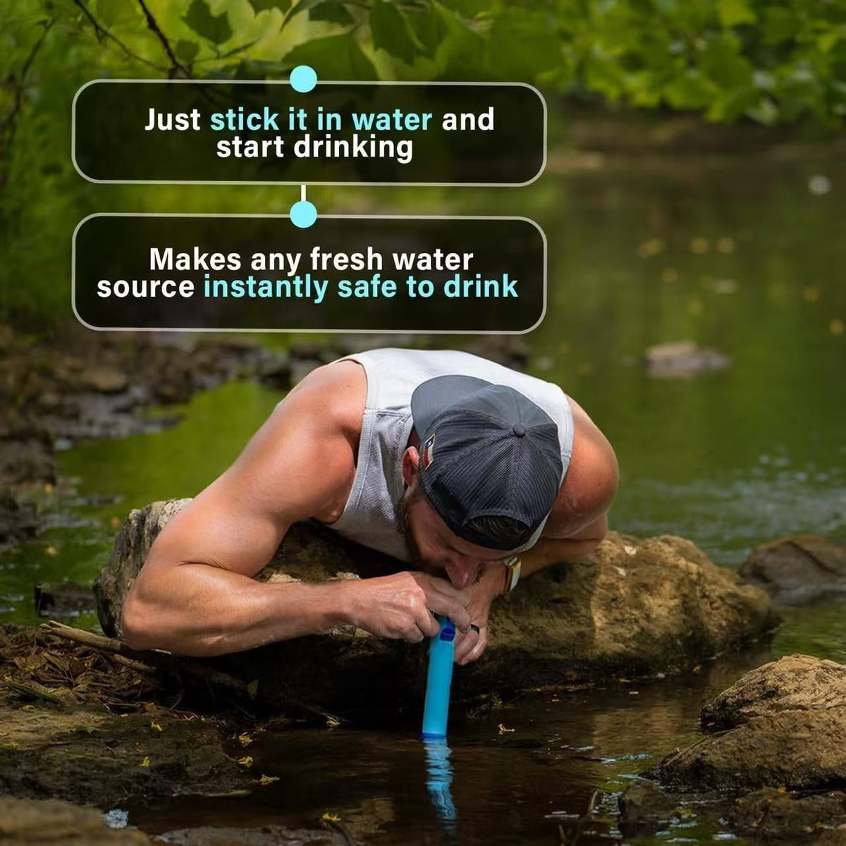 Paille filtrante personnelle, mini purificateur d'eau, équipement de survie pour la randonnée, le camping, les voyages et les situations d'urgence, paille de filtration portable éliminant les bactéries et les contaminants - Options par lot de 1, 2 et 4