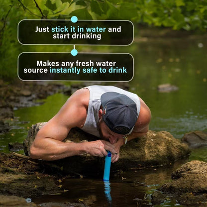Paille filtrante personnelle, mini purificateur d'eau, équipement de survie pour la randonnée, le camping, les voyages et les situations d'urgence, paille de filtration portable éliminant les bactéries et les contaminants - Options par lot de 1, 2 et 4
