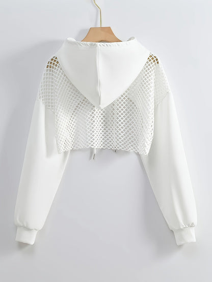 Sweat à capuche en maille pour femme, style urbain américain uni, veste tendance style « sweet spicy », noir, blanc, XS S M L XL XXL