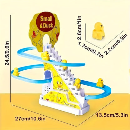 Ensemble de 6 canetons électriques monte-escaliers, jouet toboggan pour canards jaunes avec lumières et musique pour tout-petits garçons et filles, jouet interactif pour bébé, cadeau idéal pour Pâques, Halloween, Noël et les anniversaires