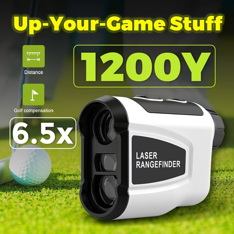 Télémètre laser de golf 1200 yards – Grossissement 6,5x, compensation de pente, verrouillage de drapeau HD, anti-vibration, rechargeable par USB, télémètre de golf haute précision à positionnement rapide, design élégant blanc