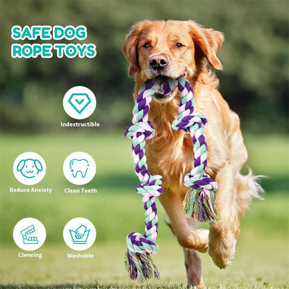 Jouet à mâcher en corde pour chien indestructible à 6 sections – Corde de traction robuste pour chiens moyens et grands de plus de 36 kg, fibres dentaires pour le nettoyage des dents, jouet à mâcher non toxique et sûr pour les mâcheurs agressifs