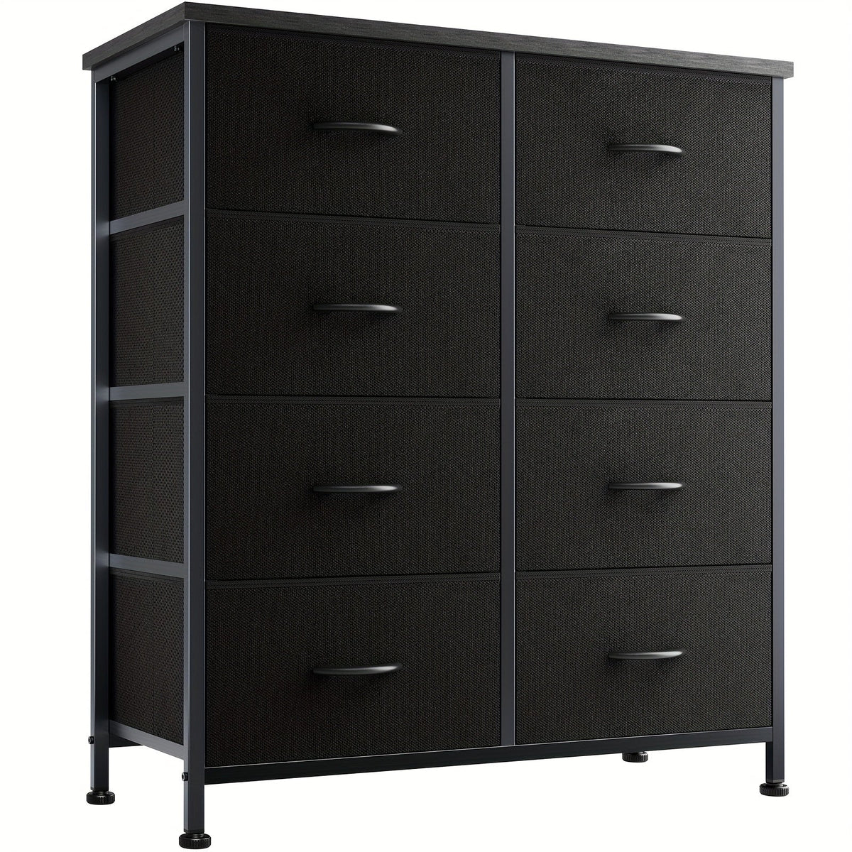 Meuble à tiroirs avec cadre en métal et dessus en bois massif – Organisateur de rangement pour bureau à domicile, 2 à 10 tiroirs, assemblage requis – Blanc, gris, noir, brun rustique – Caisson de rangement pour chambre, salon et bureau