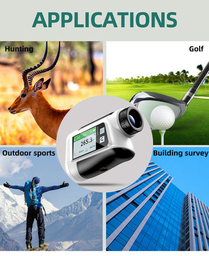 Télémètre laser Nohawk 1000 yards avec écran couleur latéral, rechargeable par USB, synthèse vocale en anglais, compensation de pente, alertes par vibration, 9 modes, unités M/Yard/Ft pour golf, chasse, disc golf, noir/blanc