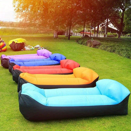 Canapé gonflable portable et fauteuil inclinable pour l'extérieur – Transat robuste semblable à un lit, gonflage et dégonflage rapides, léger et compact pour le camping, la plage, le jardin et les voyages, aucune pompe nécessaire