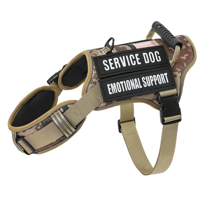 Harnais tactique MOLLE pour chien – Gilet réfléchissant réglable anti-traction pour animal de compagnie avec poignée de contrôle, harnais de dressage pour chien d'assistance, pour une promenade facile sans tirer ni s'étouffer